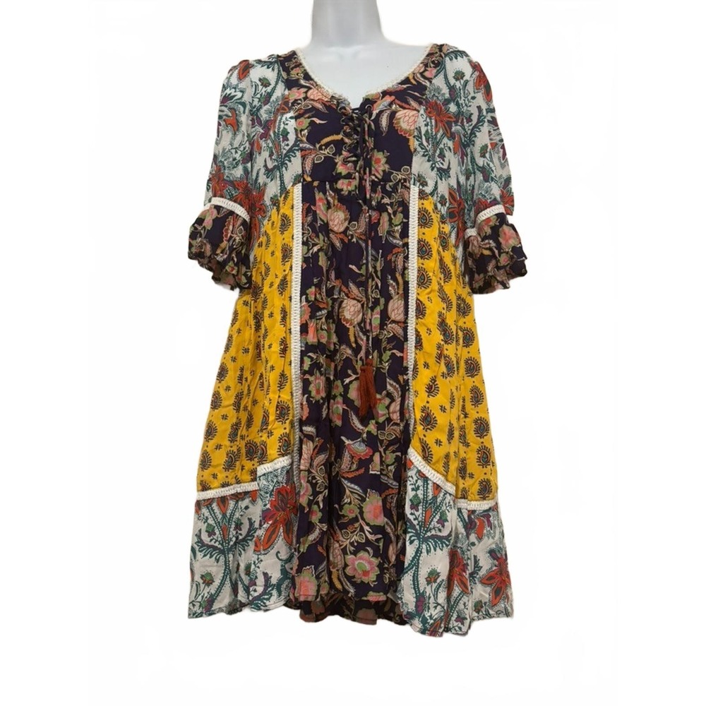 Women's sz XS Lika by Anthropologie boho short sleeve floral dress #1134